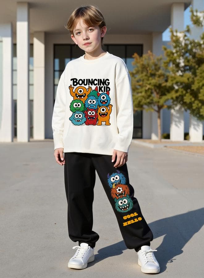 Take Two Teens Cartoon Print Tracksuit Set - Image 1