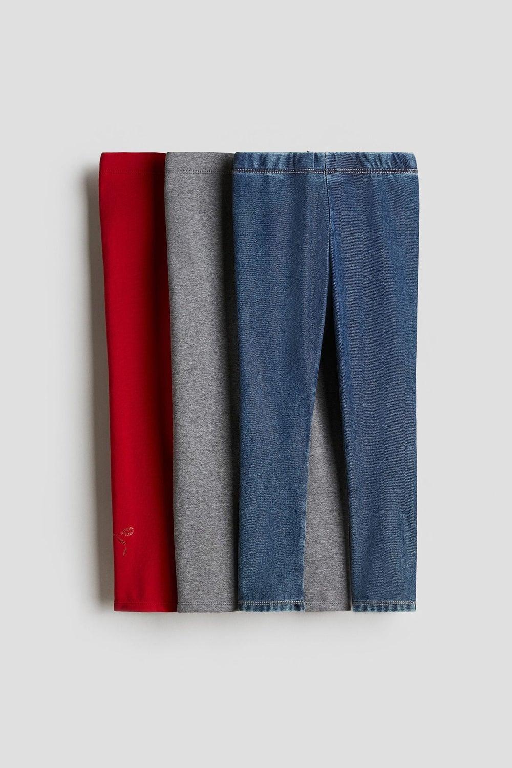 3-Pack Brushed Cotton Girls Leggings – Soft Skinny Fit - Image 1