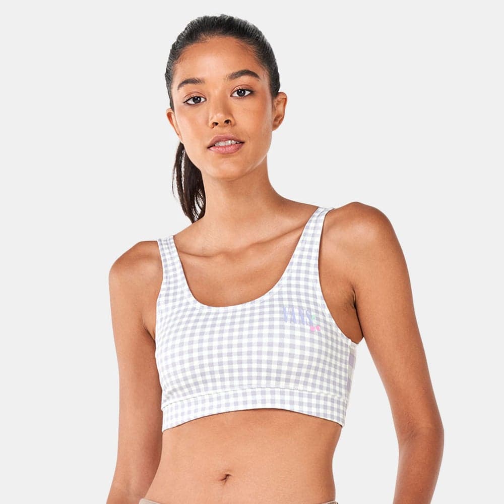 Mixed Up Gingham Cotton Bralette Purple - Image 1