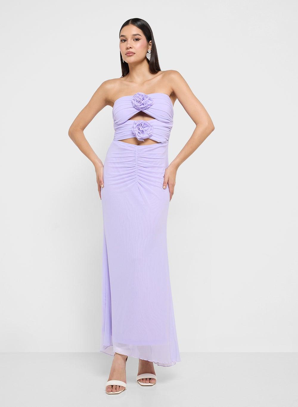 Lilac Floral Cutout Maxi Gown 1110 18 - Image 1