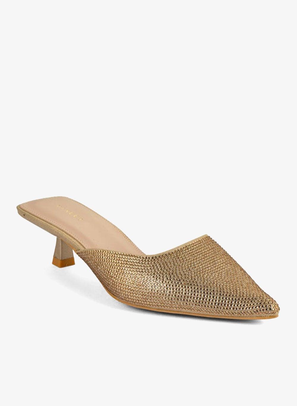 Gold Pointed Toe Low Heel Pumps Vi20404763 - Image 1