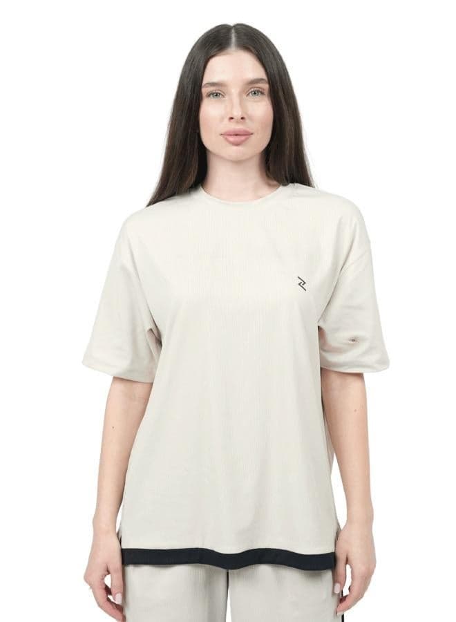 Moonbeam Oversized Travel T-Shirt with Contrast Panel - Image 1