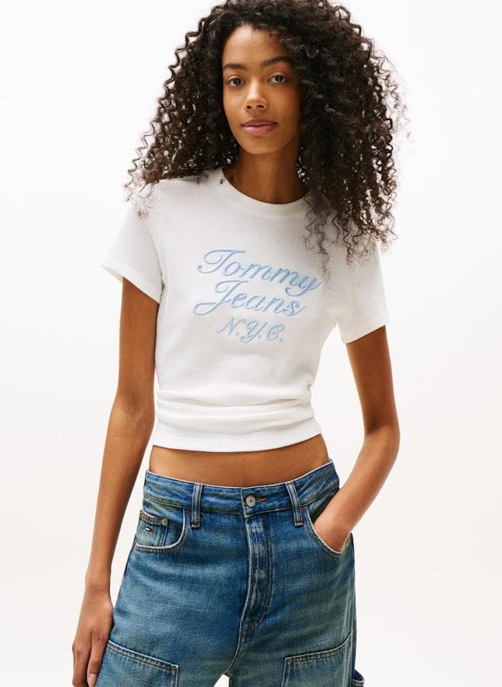 Tommy Jeans NYC Logo Waffle Crew T-Shirt - Image 1