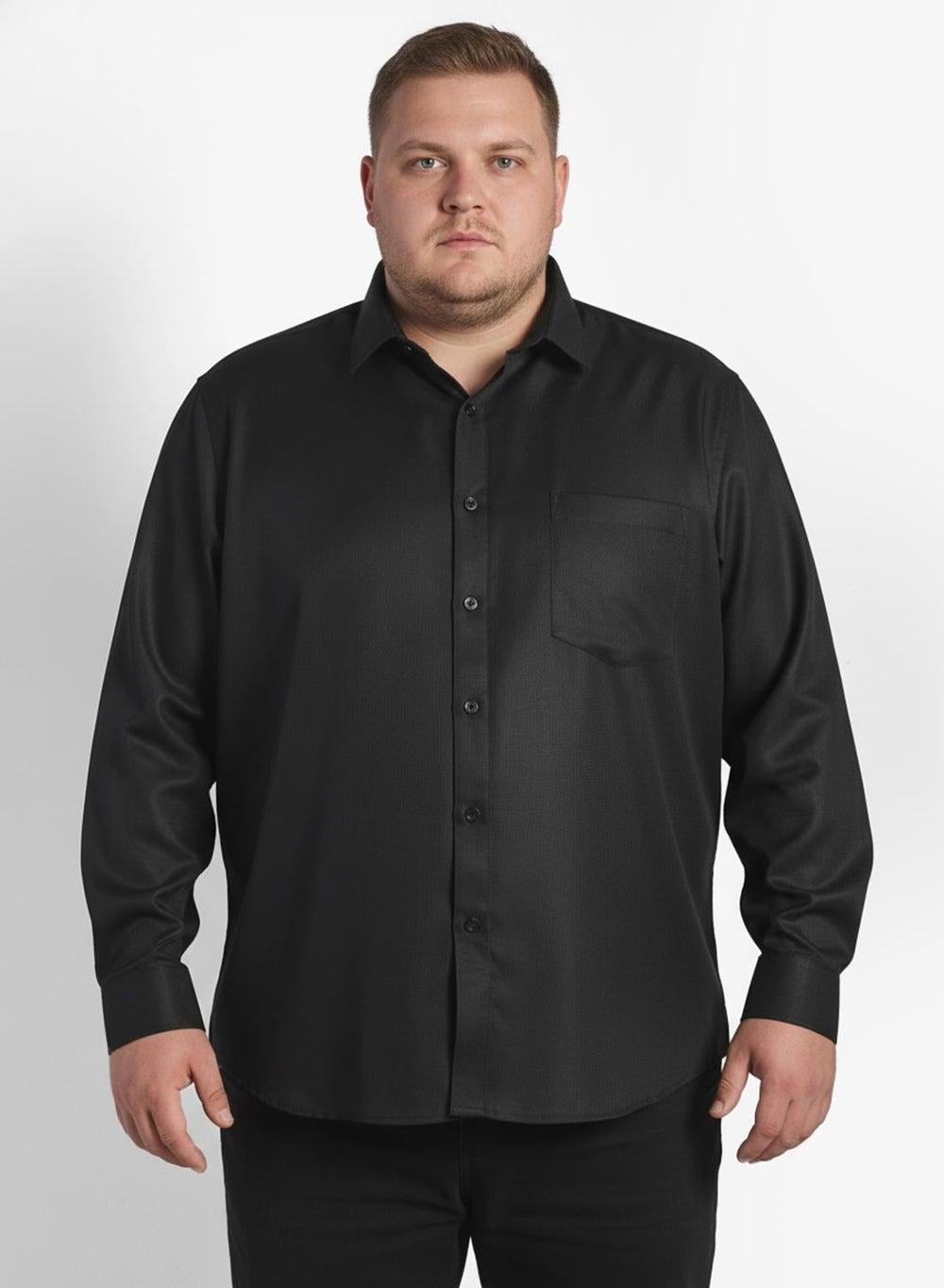 Black Self Dotted Weave Casual Shirt SC10059B - Image 1