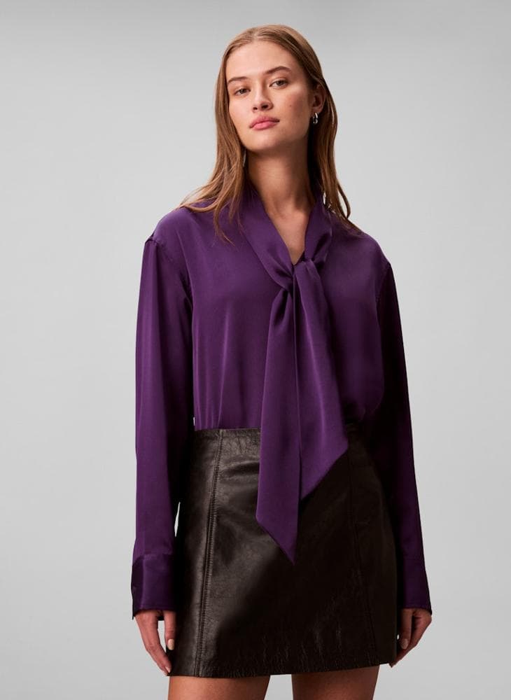 Calvin Klein Satin Tie-Neck Shirt Lv044D125Gk4I - Image 1