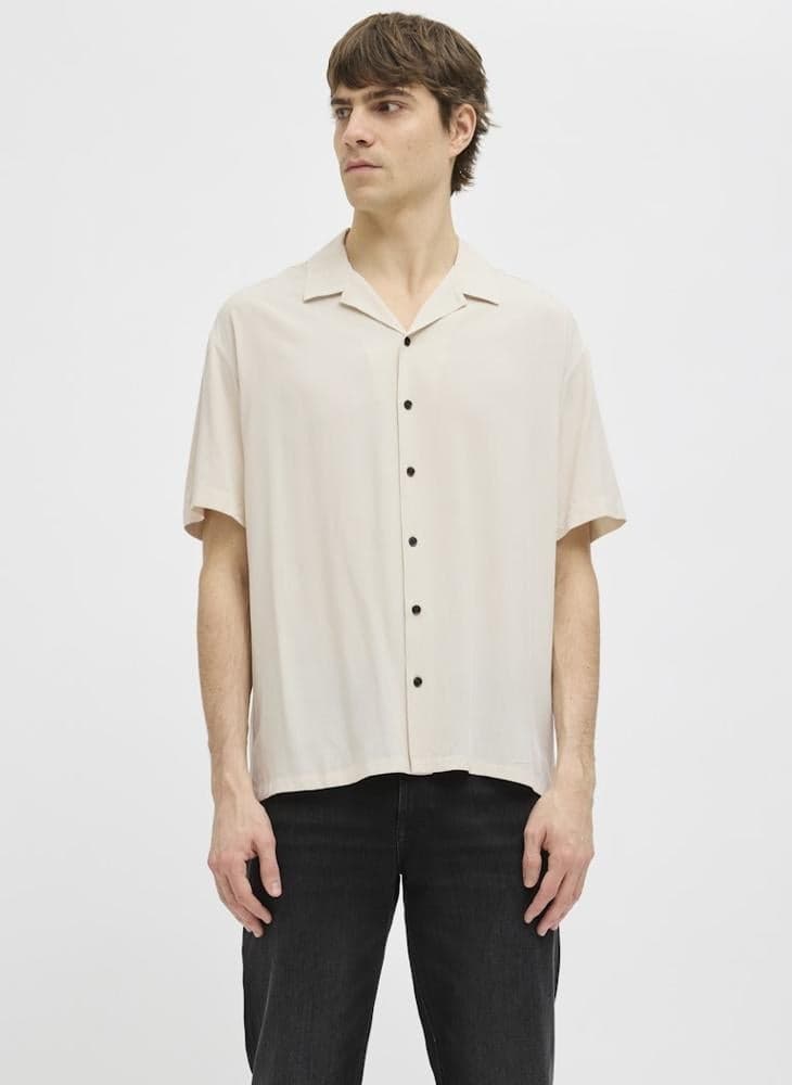 Moonbeam Solid Cotton Blend Resort Collar Shirt - Image 1