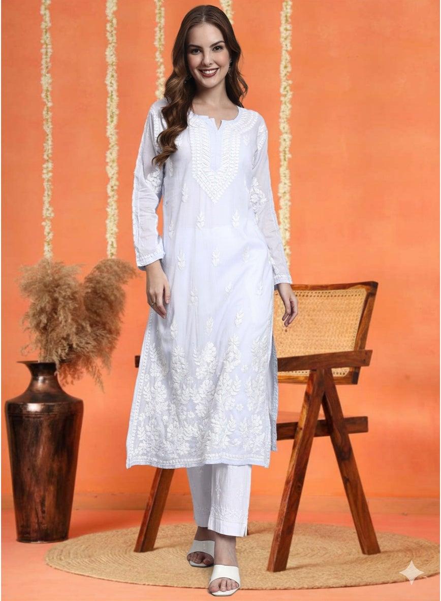 Lavender Chikankari Cotton Kurta AL3723 - Image 1