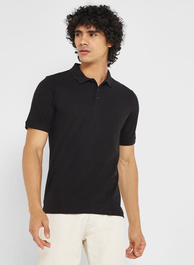 Essential Pique Polo Shirt Sid00 07 Black - Image 1