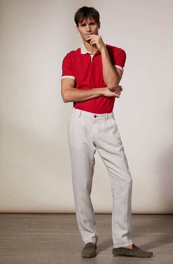 Perry Red Pima Cotton Polo Shirt - Image 1