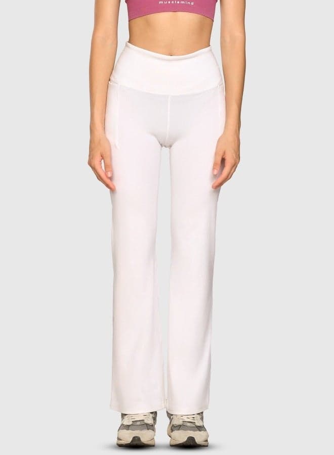 High-Rise Flare Pants Wccss25Ftp006 Soft Stretch White - Image 1