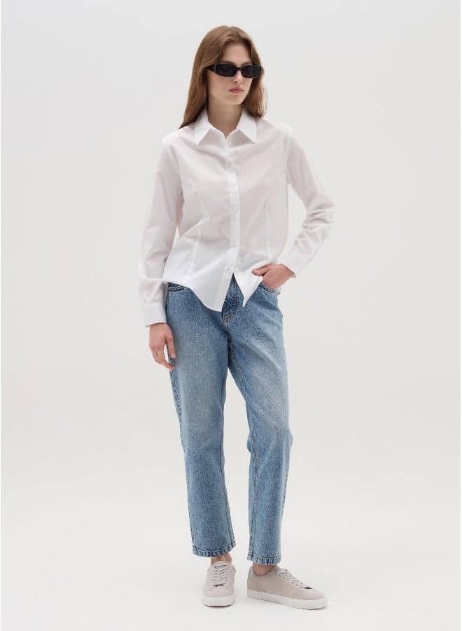 Acid Wash Mum-Fit Jeans in Recycled Cotton - Image 1