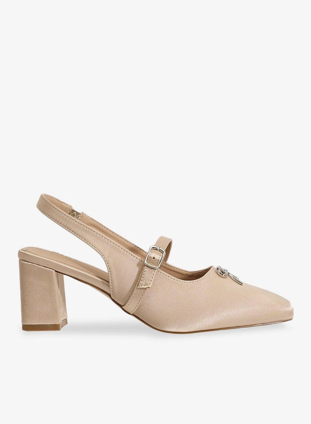 Beige Mary-Jane Heeled Pump X2503 234 - Image 1