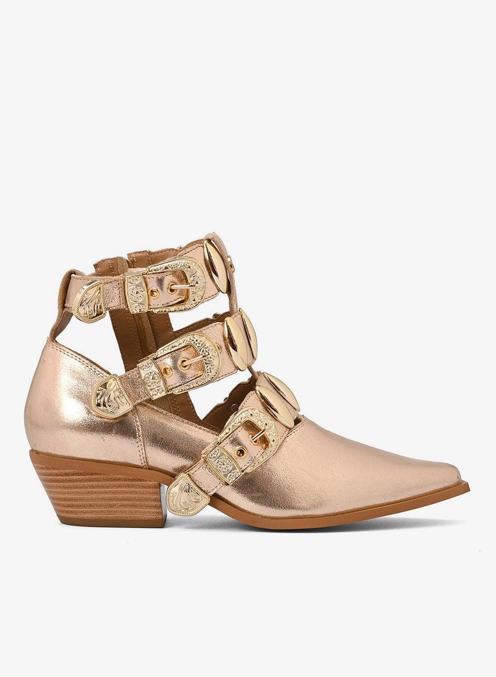 Gold Buckle Ankle Boots – Brazilian Zip Fit - Image 1