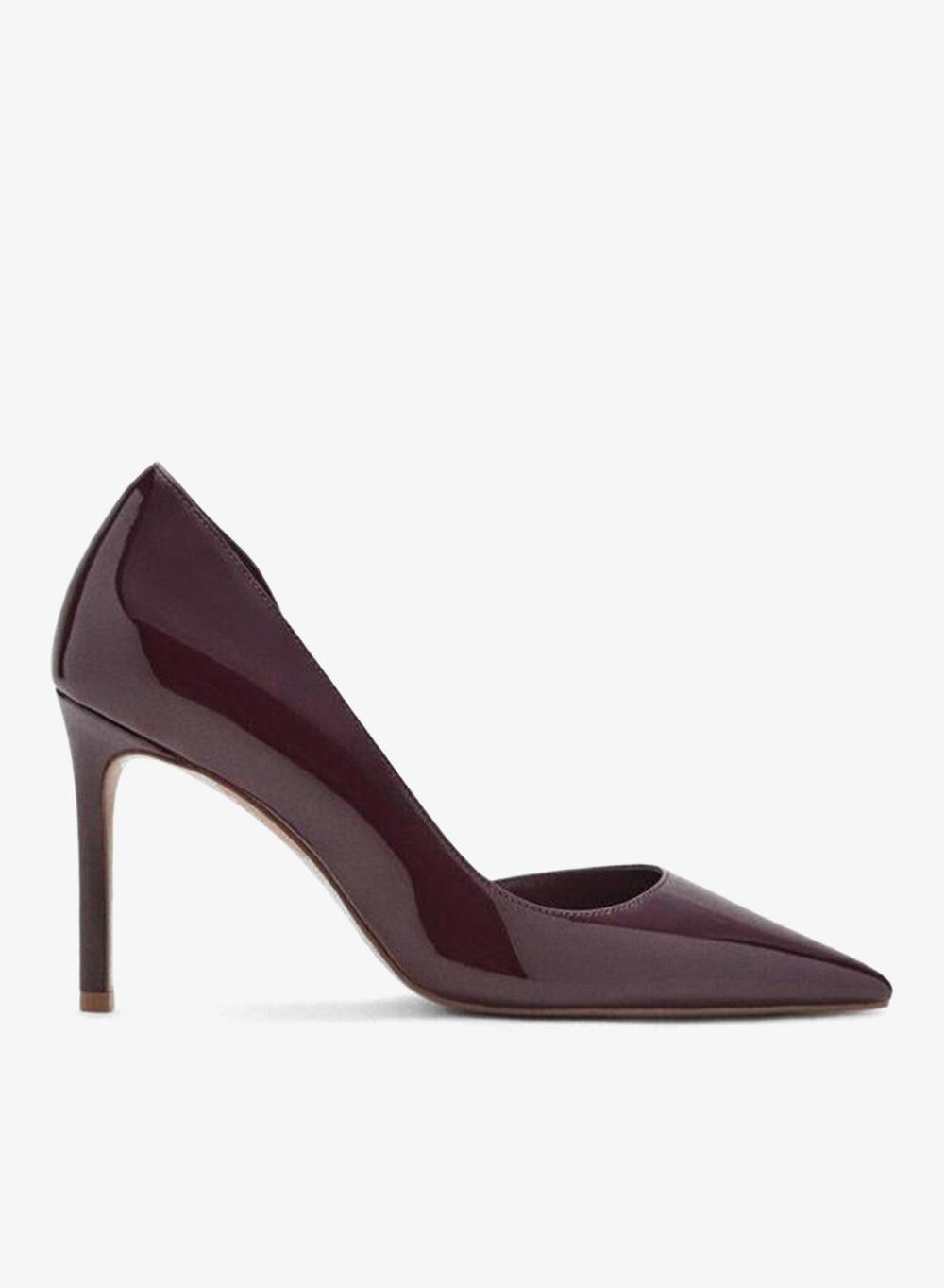 Burgundy Asymmetric Patent Stiletto Pumps 17094067 - Image 1