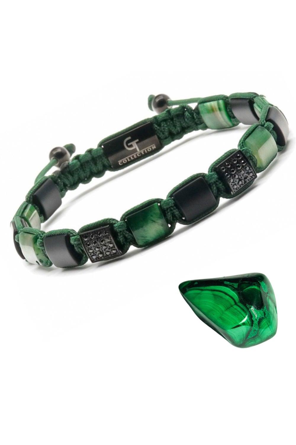 Green Tiger Eye & Black Onyx Men’s Bead Bracelet - Image 1