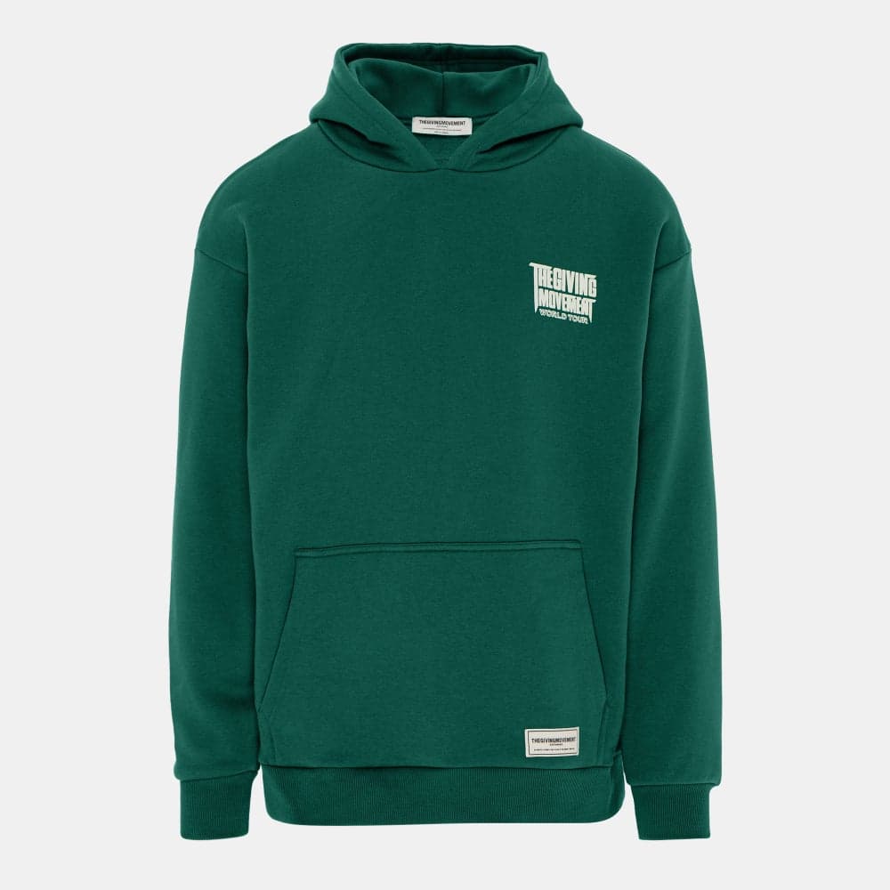 Men’s Printed Oversized Hoodie Green Organic Cotton Blend - Image 1