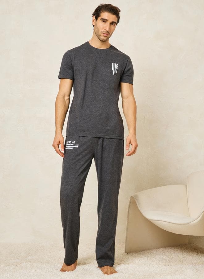 Tokyo Print Crew Neck Pyjama Set 7007801507 - Image 1