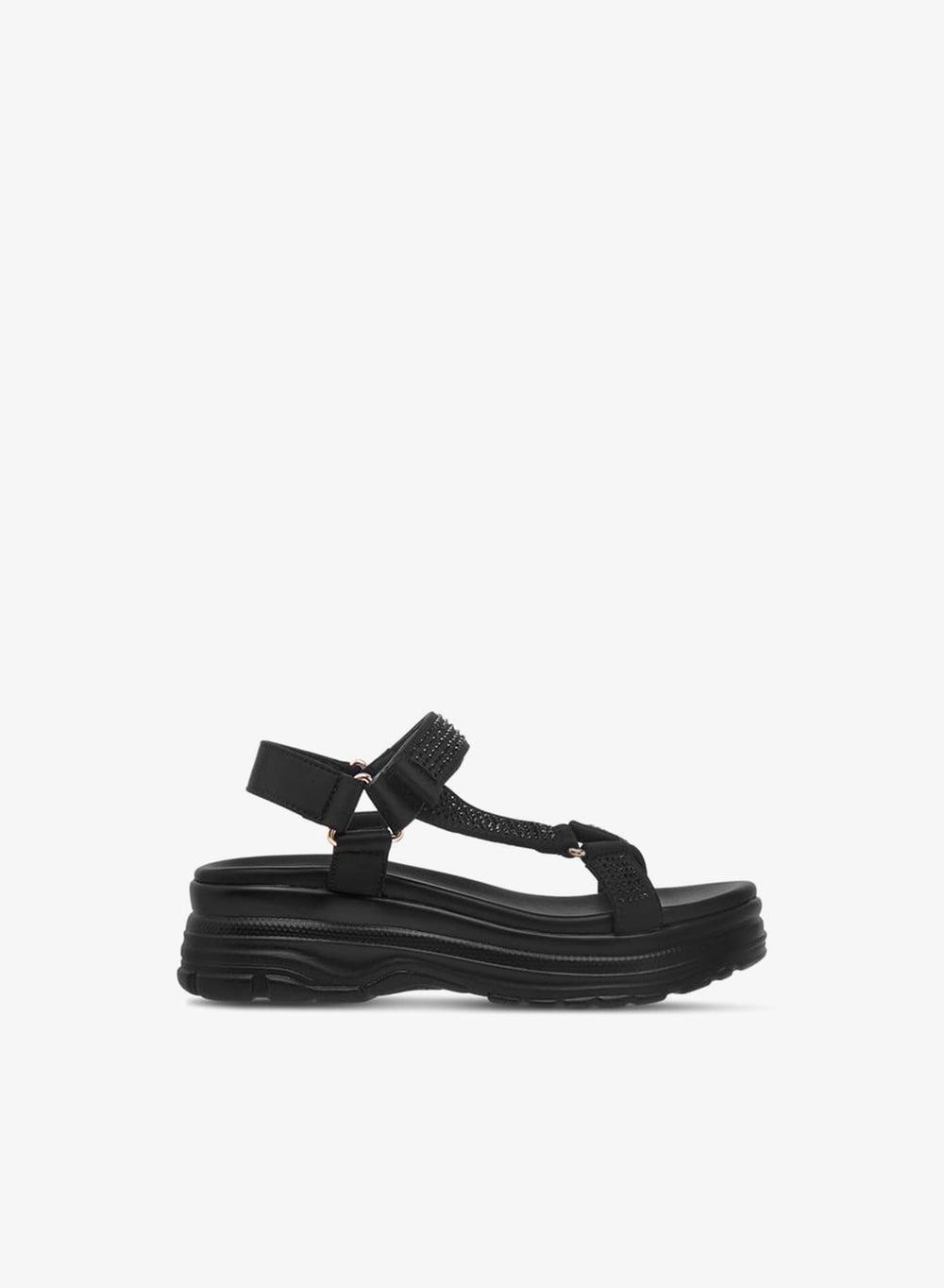 Girls Black Embellished Chunky Sole Strap Sandals Bzl23410T - Image 1