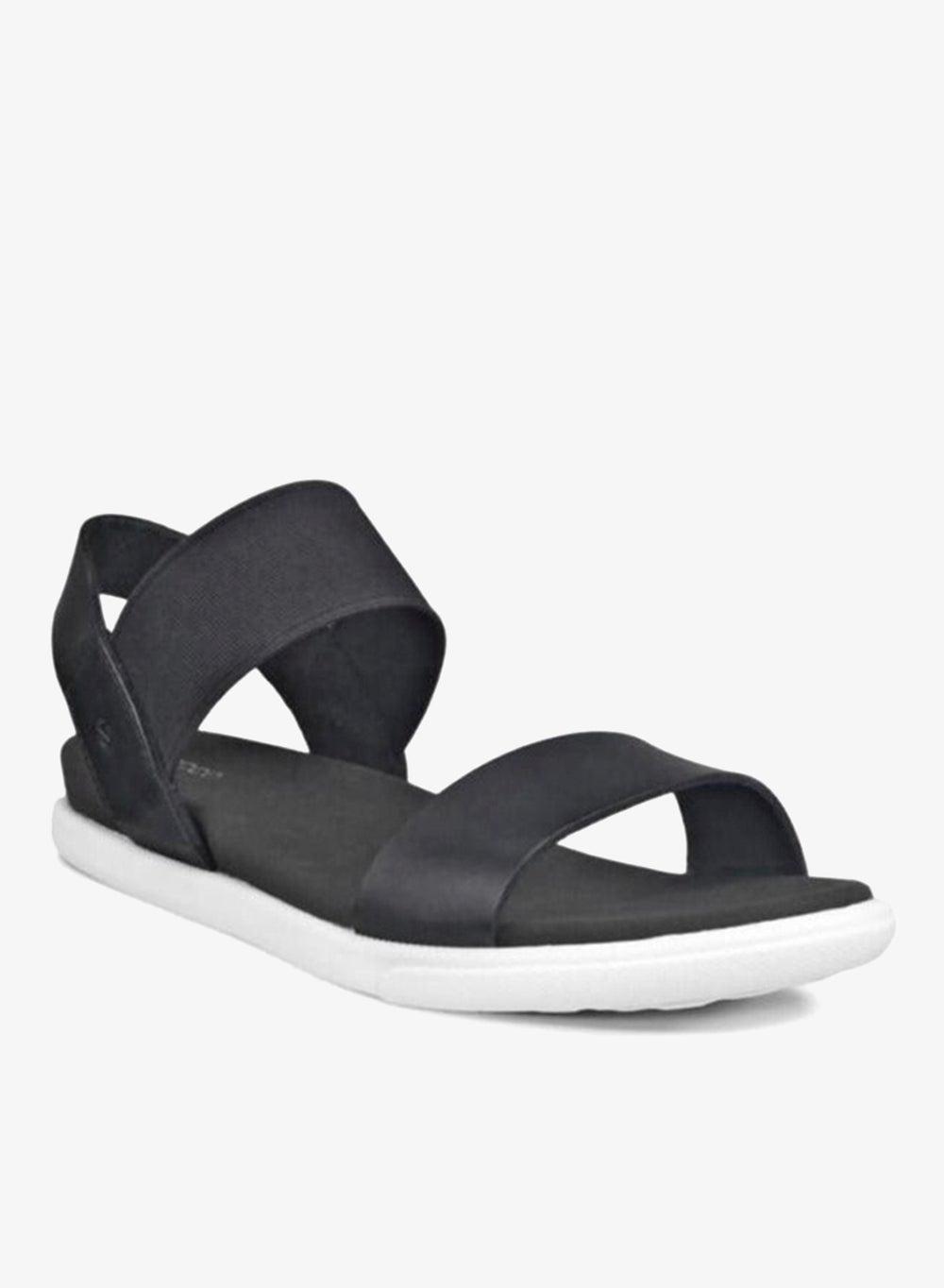 ECCO Damara Black Leather Flat Sandal - Image 1