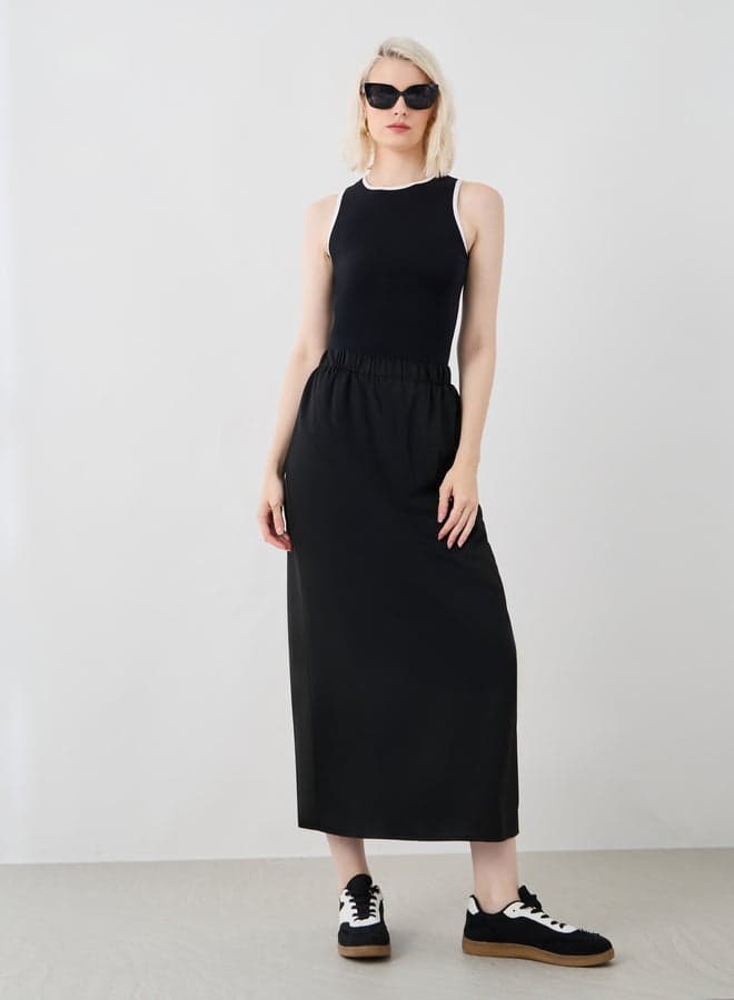 Black High Rise Straight Midi Skirt 7012828901 - Image 1