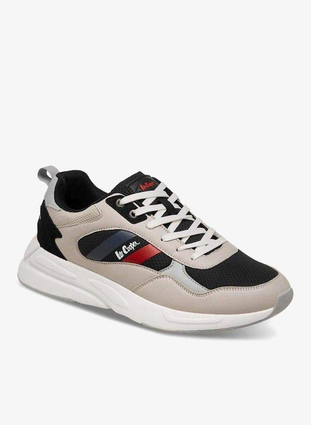 Grey Panelled Lace-Up Sneakers 3Sh159 for Men - Image 1