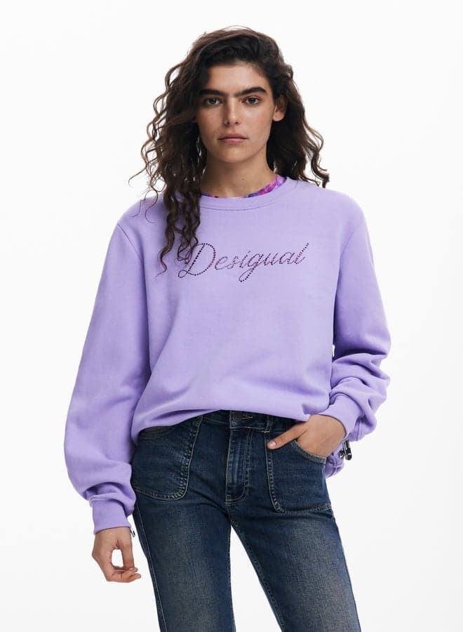 Rhinestone Logo Purple Sweatshirt 25Swsk16 3169 - Image 1