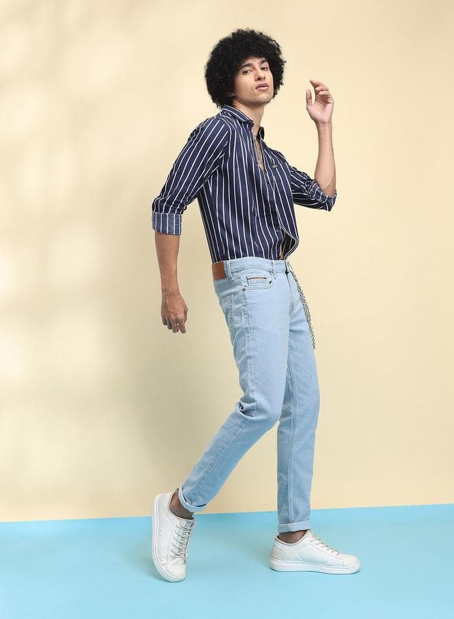 The Indian Garage Co Slim Fit Mid Rise Blue Jeans - Image 1