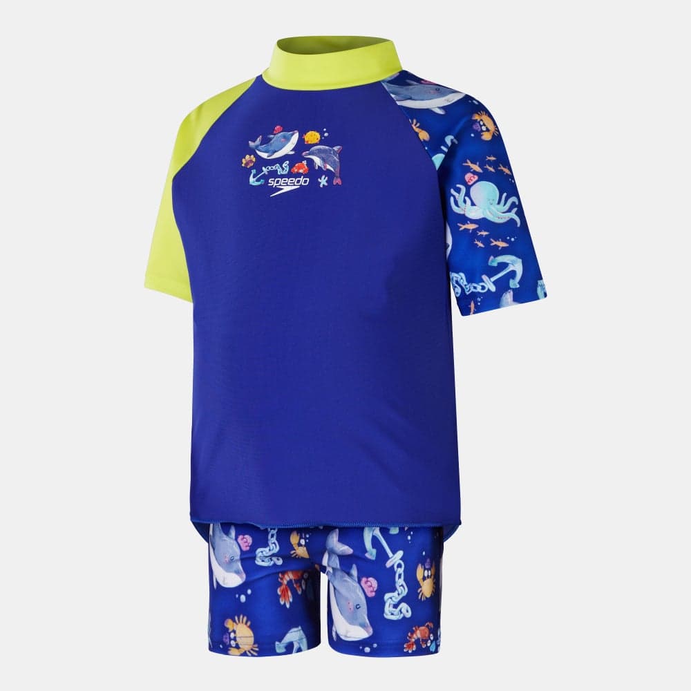 Speedo Kids Digital Rashguard & Shorts Set Blue - Image 1
