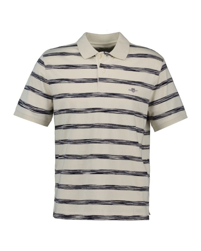 Cream Striped Cotton Polo Shirt with Logo Detail - Image 1