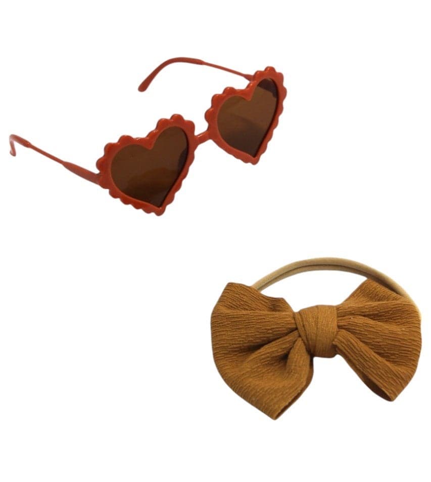 Aisha Ginger Heart Glasses & Bow Ponytail Set - Image 1