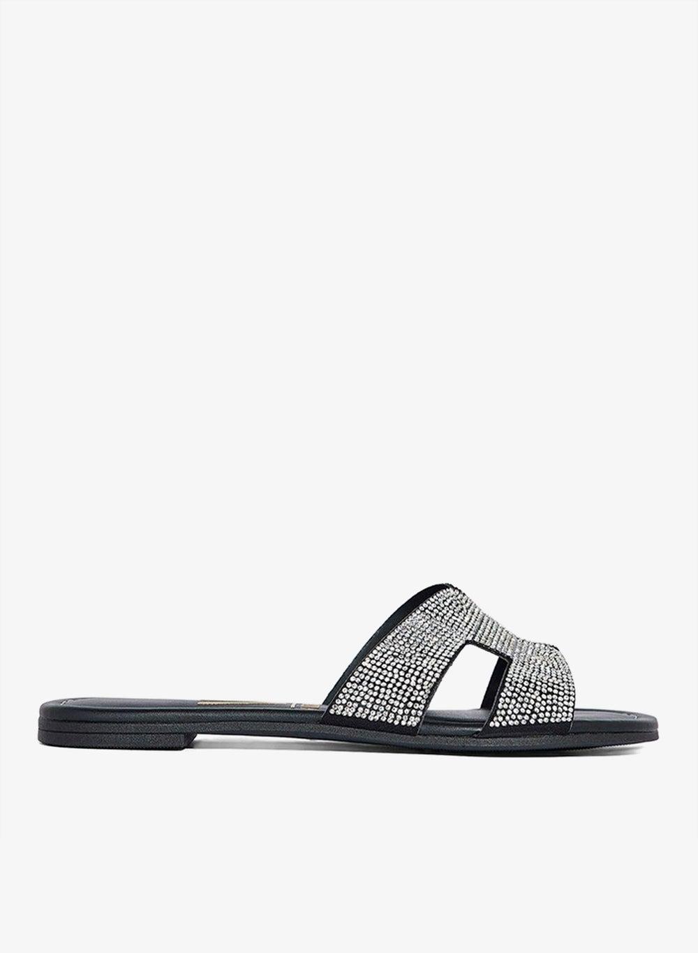 Elegant Black Flat Sandals for Women Slip-On Comfort - Image 1