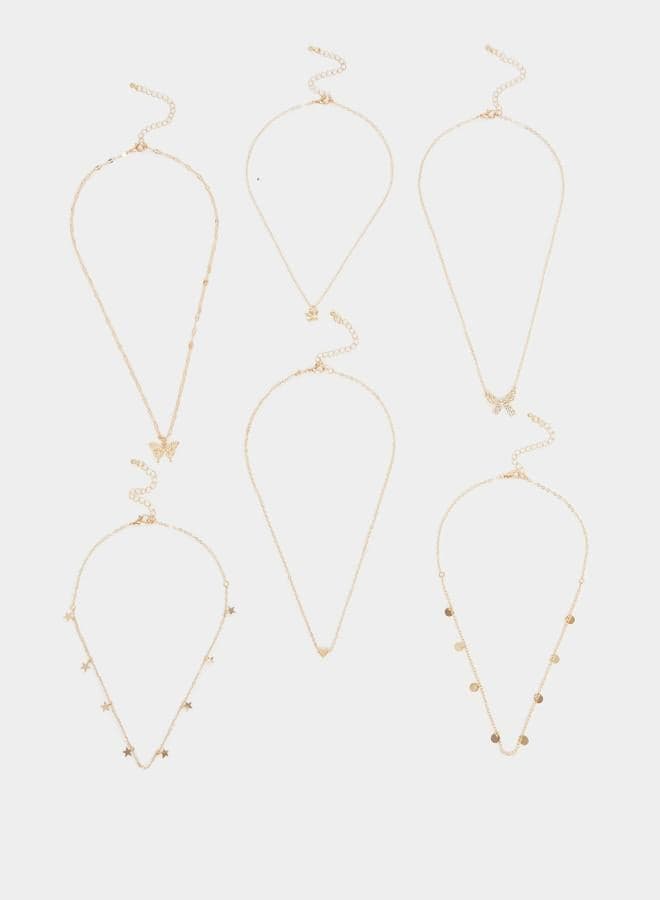 Styli Set of 7 Gold Embellished Layered Necklace - Image 1