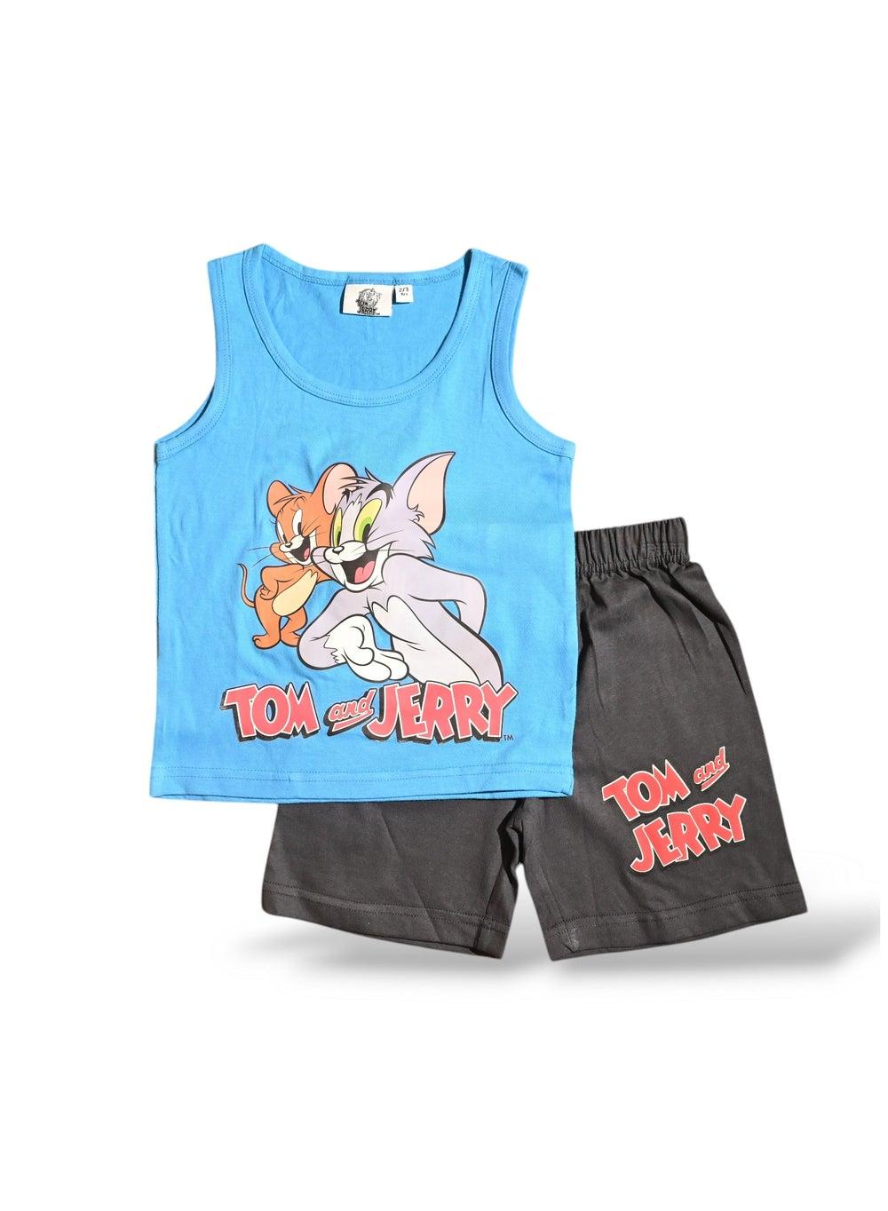 Tom & Jerry Boys Sleeveless Short Set Blue - Image 1