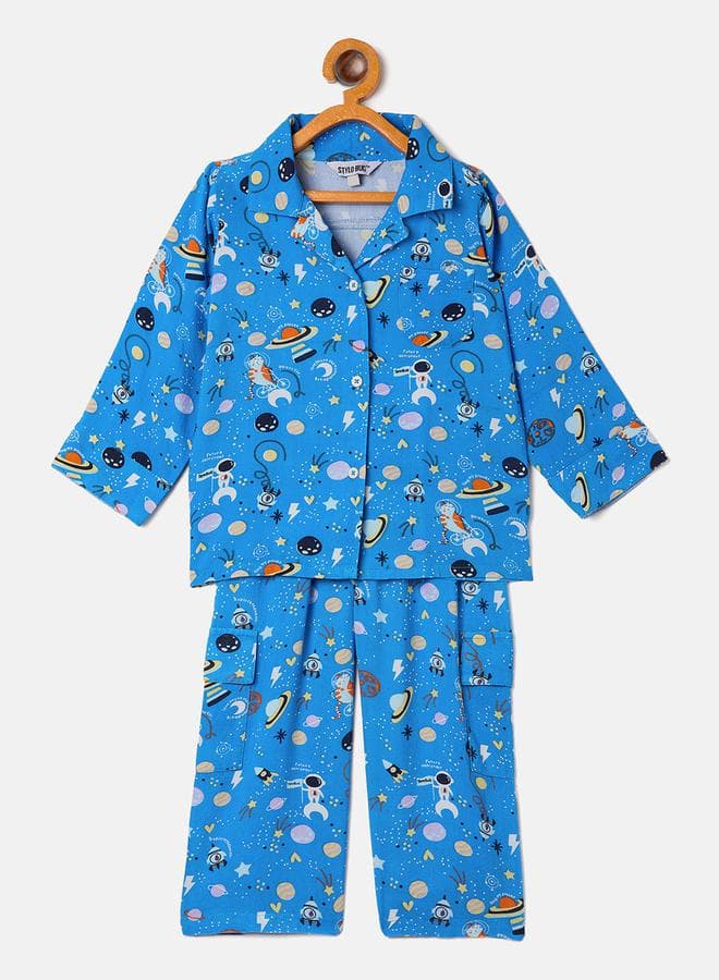 Stylo Bug Space Print Boys Blue Pyjama Set 2112956903 - Image 1