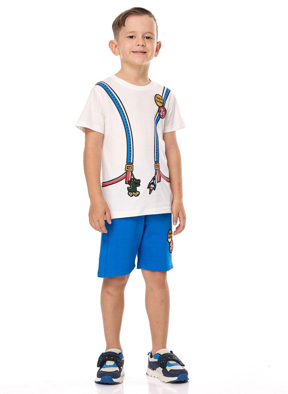 Victor & Jane Jr Boys 2PC Backpack Set Ivory Blue - Image 1