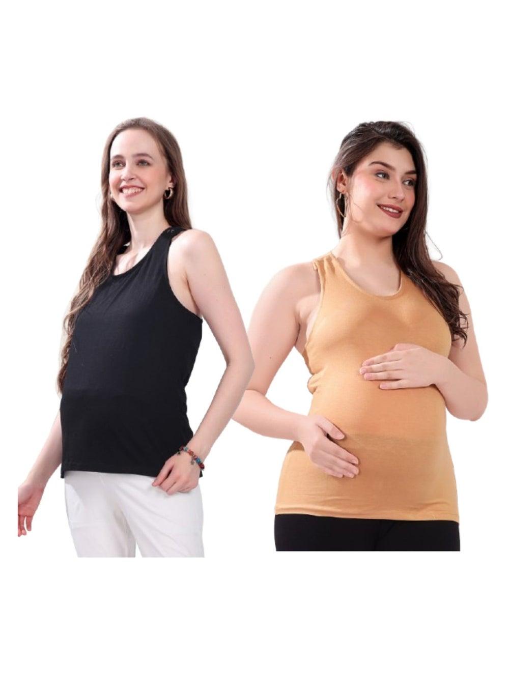 TUMMY Maternity Nursing Tank Tops 2-Pack Viscose Comfort - Image 1