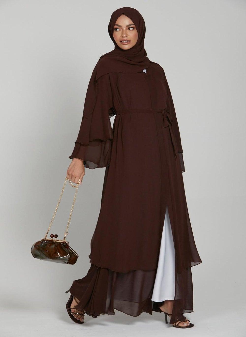 Elegant Belted Abaya with Hijab N244A - Image 1