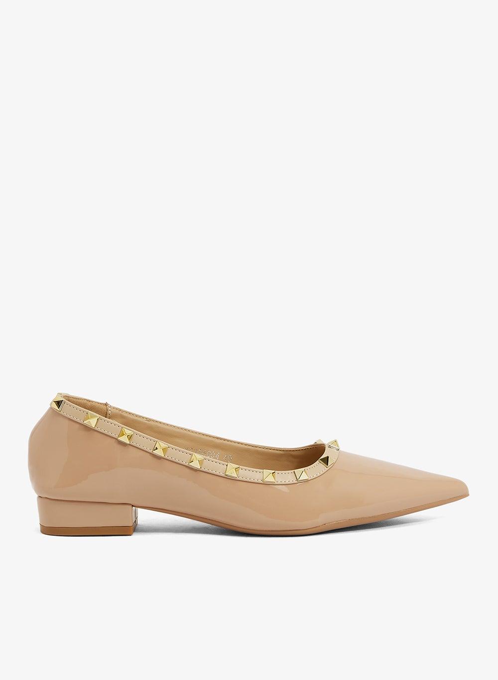 Beige Low Heel Block Pumps Xz256094 - Image 1