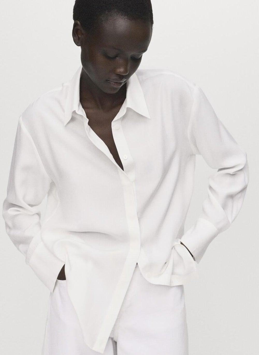 Lyocell Collared Shirt 17084140 Hidden Buttons - Image 1