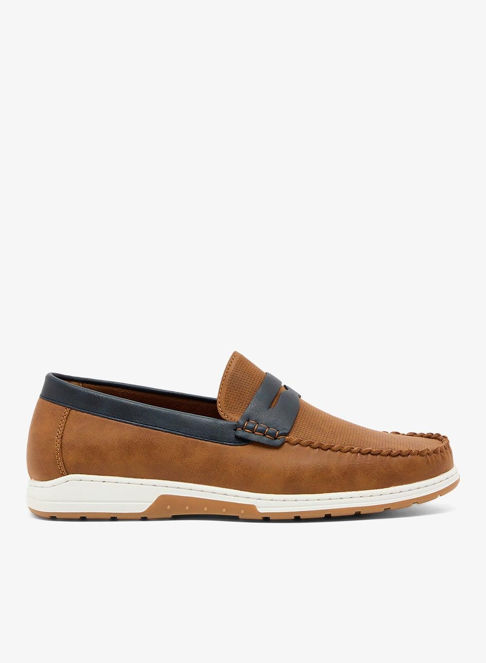 Tan Casual Slip-On Loafers 25023 for Men - Image 1