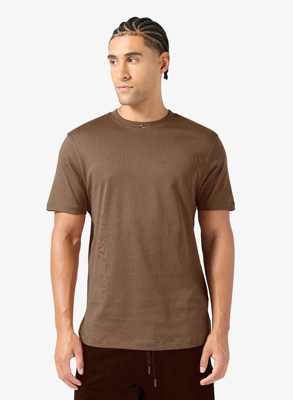 Men’s Classic Cotton T-Shirt Pcrmct01V Brown - Image 1