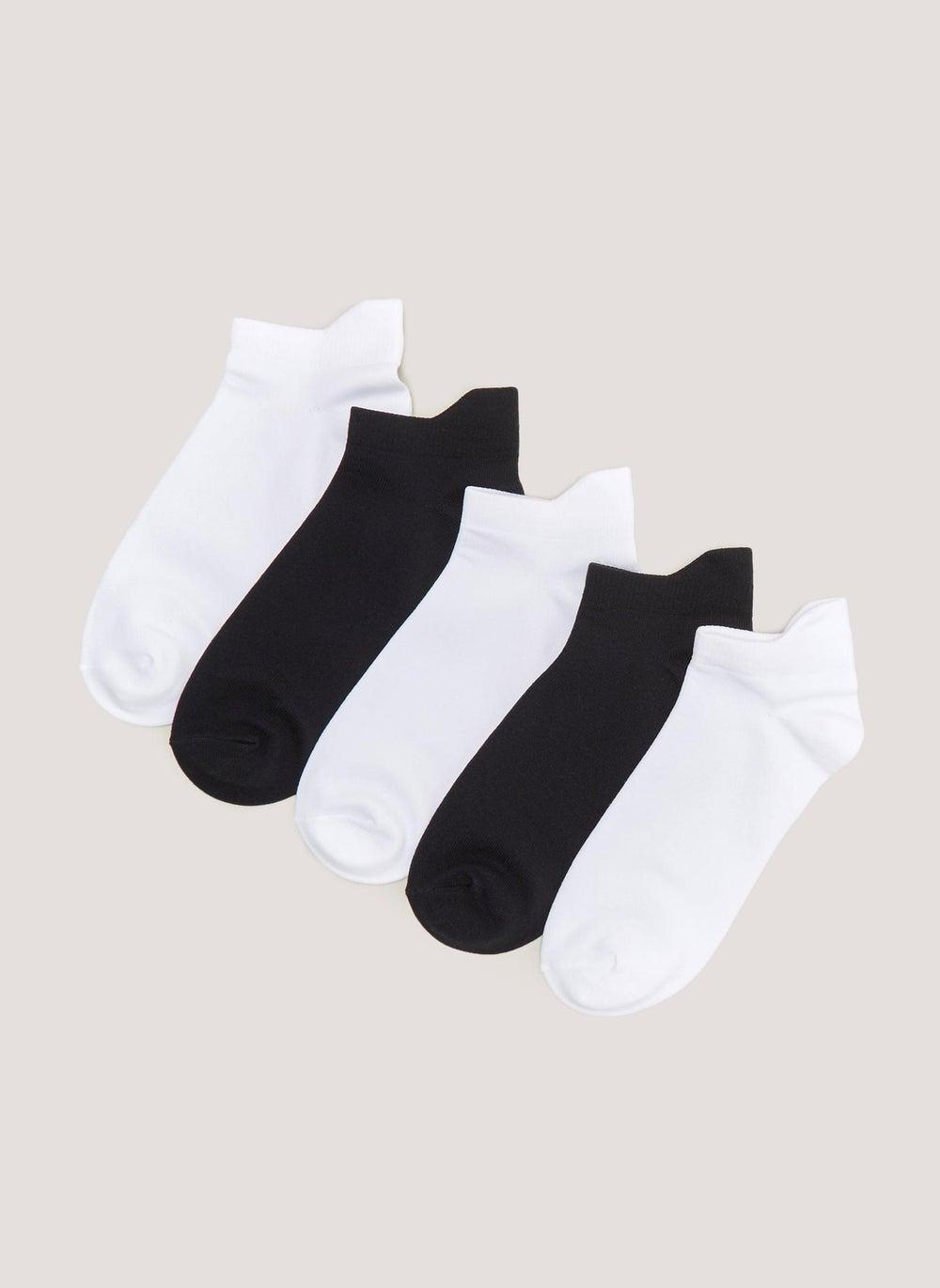 5-Pack Black & White Microfibre Trainer Socks - Image 1