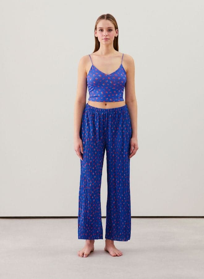 Dark Faded Pleated Wide-Leg Cotton Blend Trousers 655269399 - Image 1
