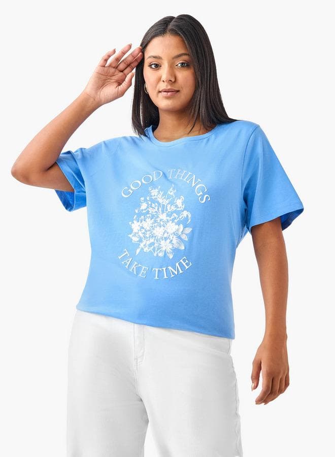 Ulla Popken Plus Size Graphic Print Cotton T-Shirt - Image 1
