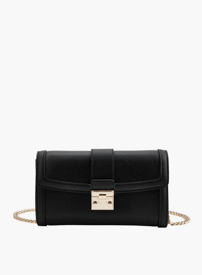 Uu42909 Textured Black Crossbody Chain Bag - Image 1