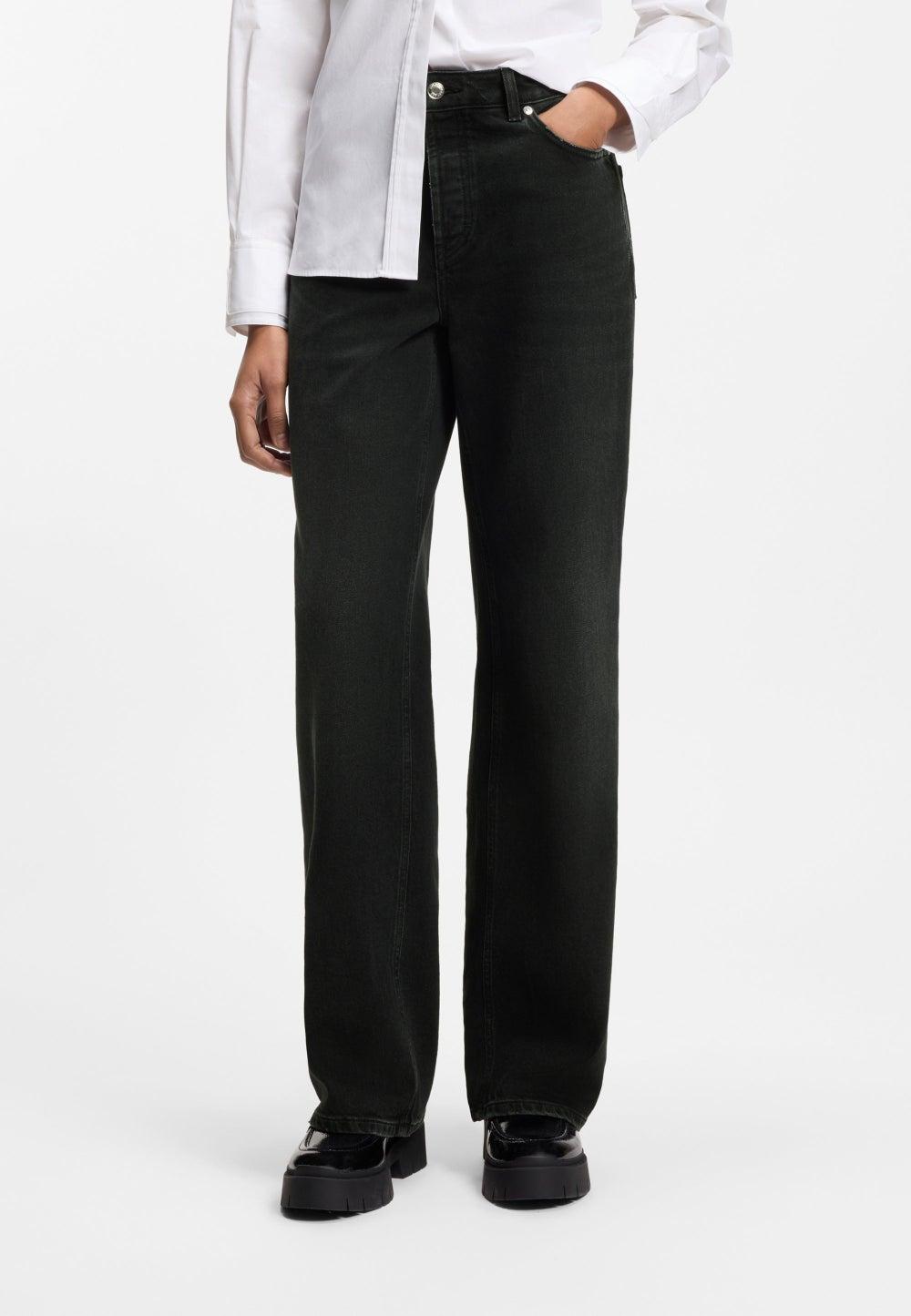HUGO Black Wide-Leg Comfort Stretch Jeans 50546496001 - Image 1
