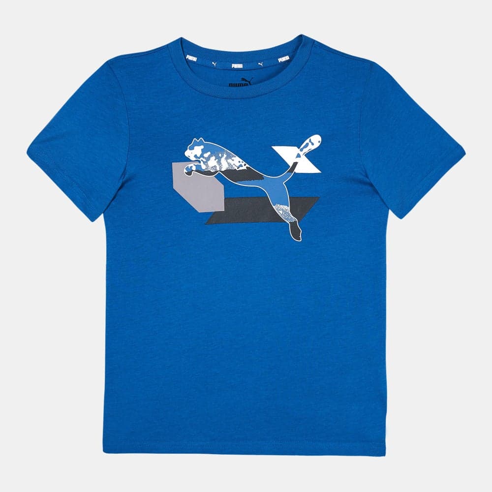 Kids' Alpha Graphic Cotton T-Shirt Blue - Image 1