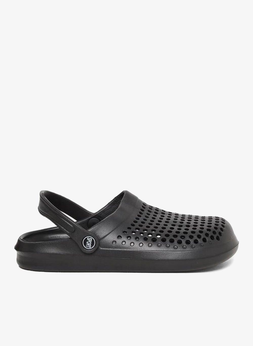 Black Slip-On Heel Strap Casual Clogs - Image 1
