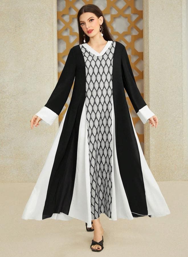 Take Two Geometric Color Block Jalabiya Maxi - Image 1
