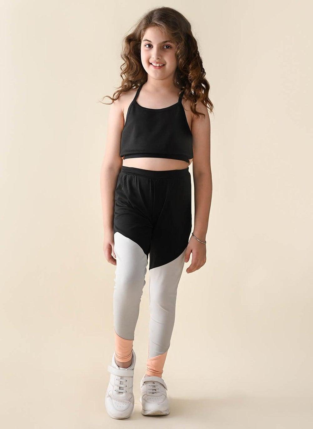 Black Girls Wear Grey Multi Shorts & Top Set Lpgcss2194 - Image 1